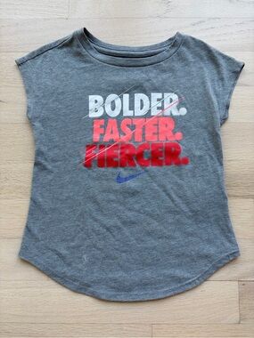 Nike Gray Graphic Tee with pink and coral accents